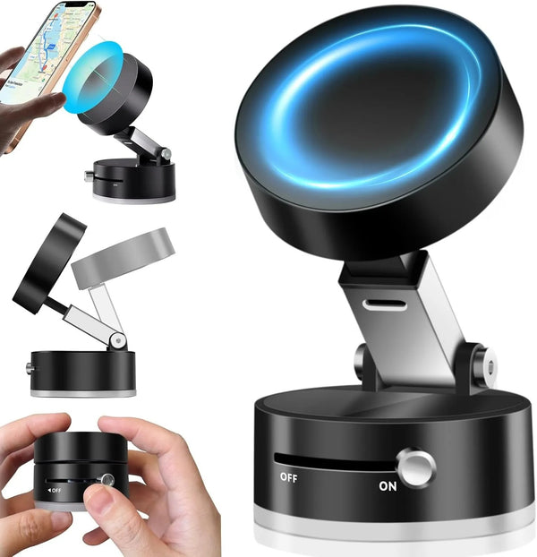 Double-Sided Magnetic Car Phone Holder | Adjustable 360° Rotating Vacuum Mount