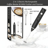2-in-1 Electric Coffee Beater & Milk Frother – USB Rechargeable Egg Whisk for Coffee, Milk & Baking