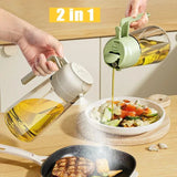 2-in-1 Oil Sprayer Bottle for Kitchen | Premium Oil Dispenser Spray Bottle for Cooking, BBQ & Air Fryer