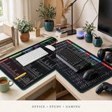 Shortcut Keyboard Desk Mat 30×80cm – Extended Mouse Pad with Computer Shortcuts