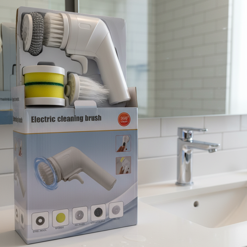 360° Electric Cleaning Brush with 3 Interchangeable Heads | Rechargeable Multi-Purpose Power Scrubber
