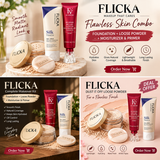 FLICKA 3-in-1 Makeup Bundle – Foundation, Primer & Loose Powder | Ivory Shade