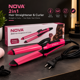 Nova 2-in-1 Hair Straightener & Curler – Ceramic Plates, Fast Heat-Up