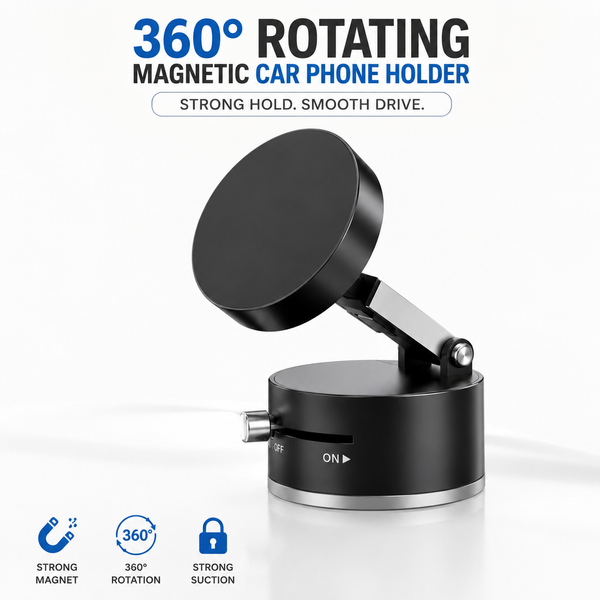 360° Rotating Magnetic Car Phone Holder – Strong Suction Dashboard Mount